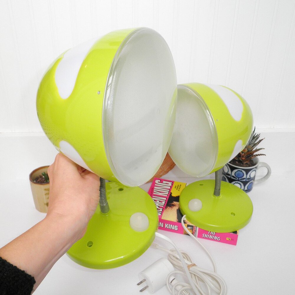 Vintage IKEA 2000s Skojig Lime Green Pair of Cloud Mushroom Lamps Mountable Y2K - Picture 4 of 9